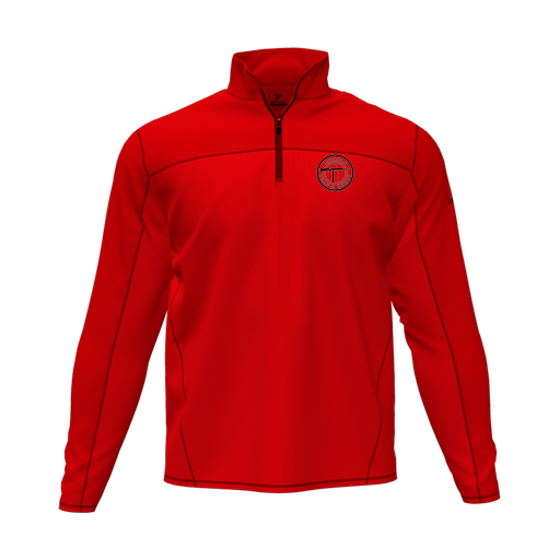 [CUS-DFW-QTRZ-PER-LSL-RED-AS-LOGO1] Quarter Zip Pullover (Adult S, Red, Logo 1)