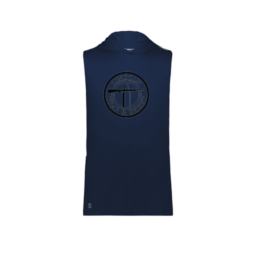[222590.065.XS-LOGO1] Men's CoolDry Sleeveless Hoodie (Adult XS, Navy, Logo 1)