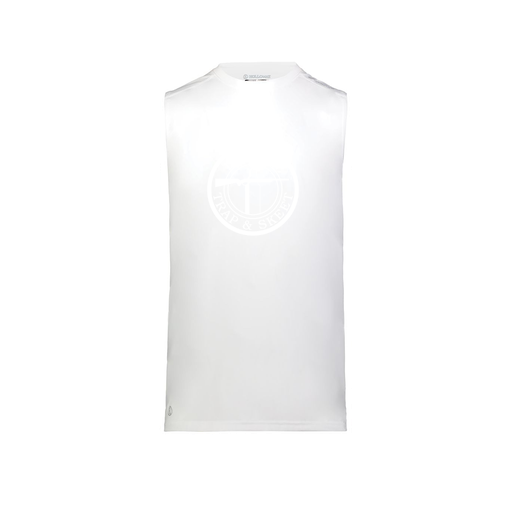 [222593.005.S-LOGO2] Men's CoolDry TankTop (Adult S, White, Logo 2)